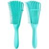 Escova polvo original para cabelos cacheados e lisos antifrizz cor azul
